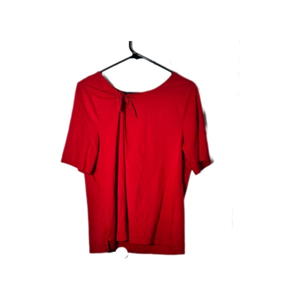 Talbots Red Tie Front Short Sleeve Top